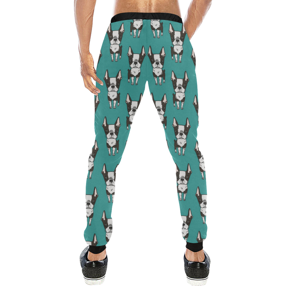 Hand drawn boston terrier dog pattern Unisex Casual Sweatpants