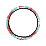 Red White sailboat wave background Car Steering Wheel Cover