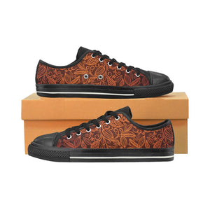 cacao beans tribal polynesian pattern Kids' Boys' Girls' Low Top Canvas Shoes Black