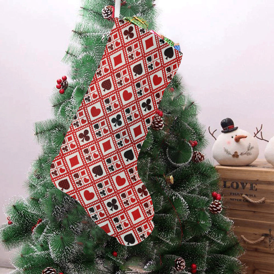 Casino Cards Suits Pattern Print Design 03 Christmas Stocking