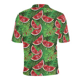 Watermelons tropical palm leaves pattern backgroun Men's All Over Print Polo Shirt