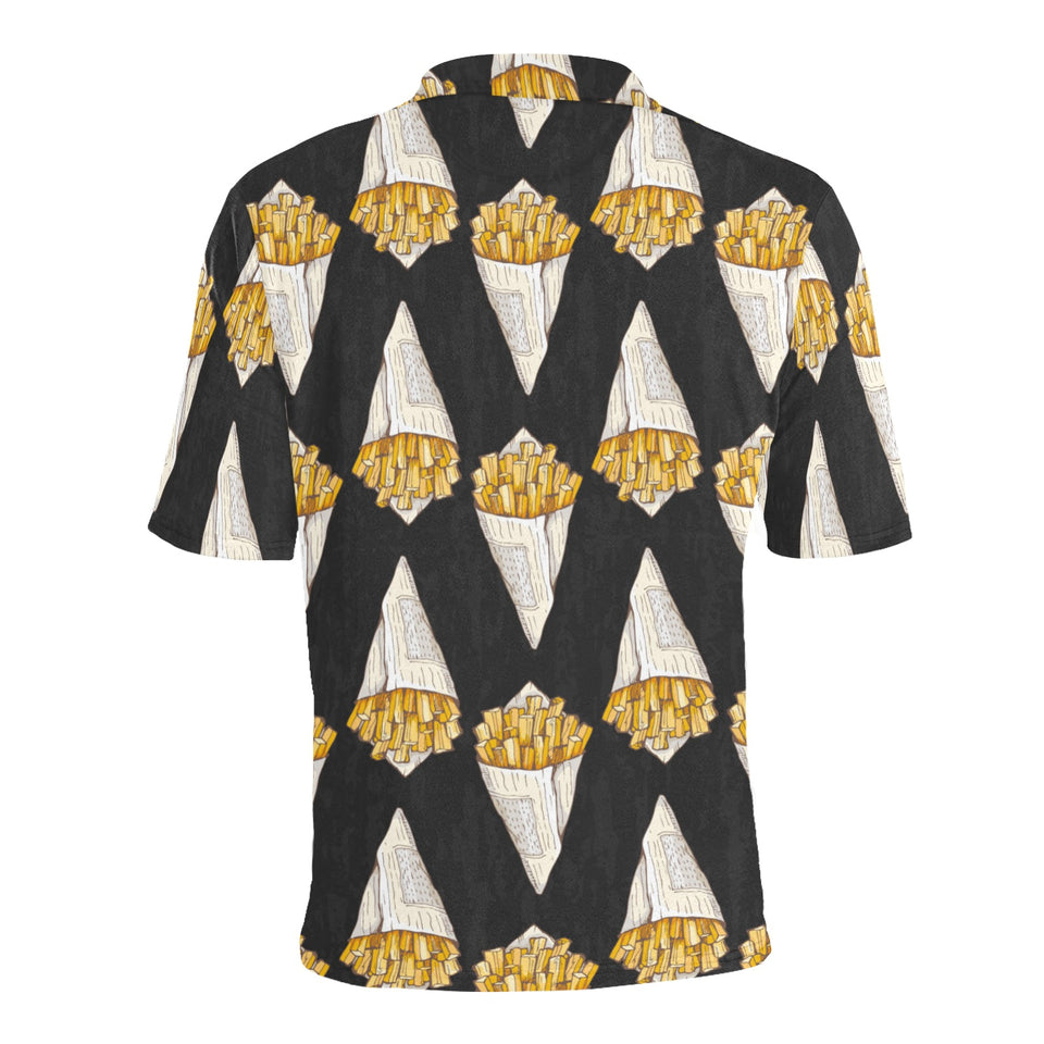 French fries dark background Men's All Over Print Polo Shirt