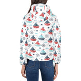 Cute color paper sailboat pattern Women's Padded Hooded Jacket