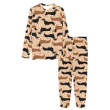 Dachshund floral background Women's All Over Print Pajama Set