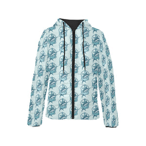 Swordfish Pattern Print Design 05 Women's Padded Hooded Jacket