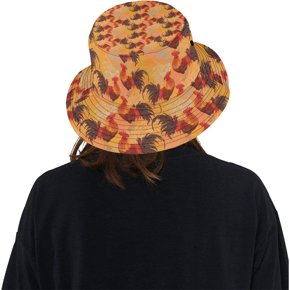 red rooster chicken cock pattern Unisex Bucket Hat