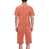 Red Tomato Pattern Men's V-Neck Short Pajama Set