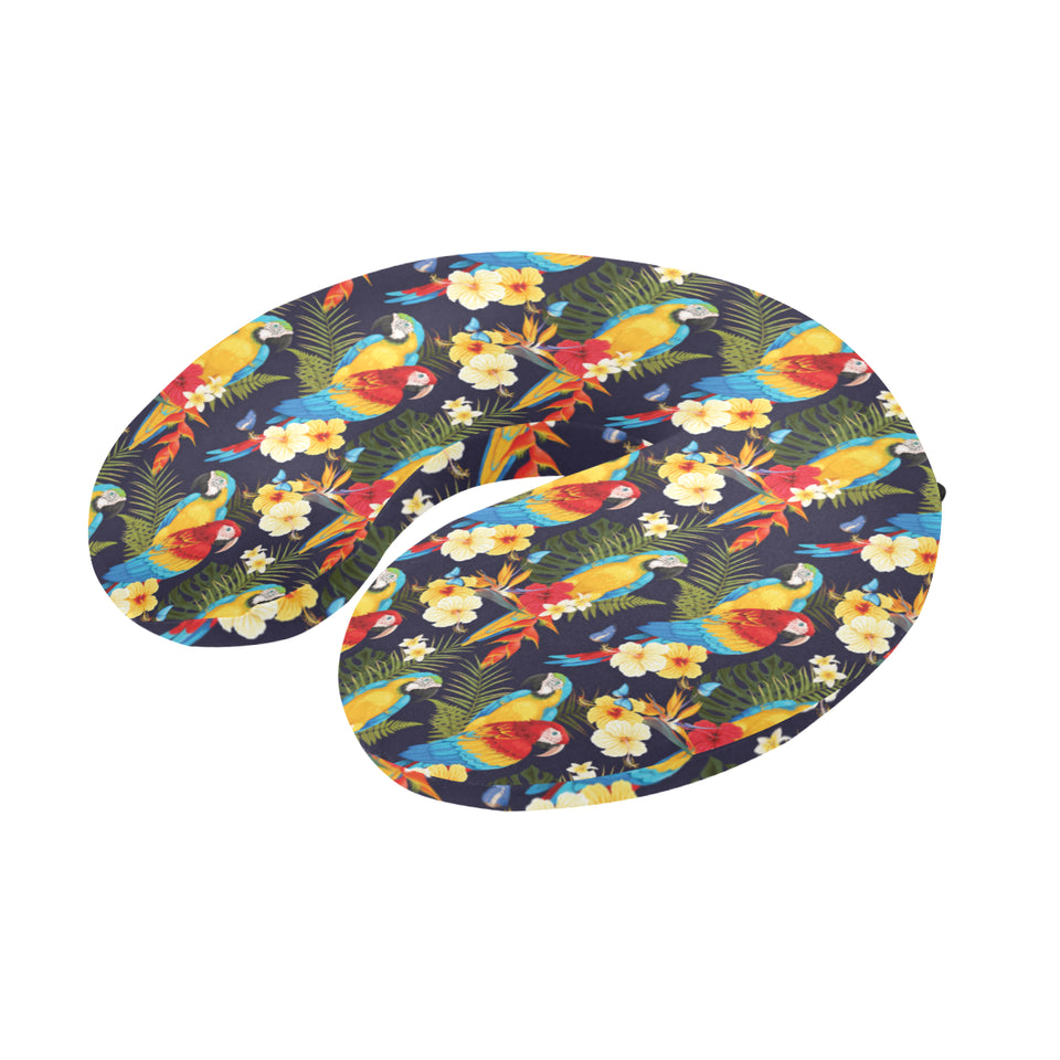 Colorful parrot flower pattern U-Shaped Travel Neck Pillow