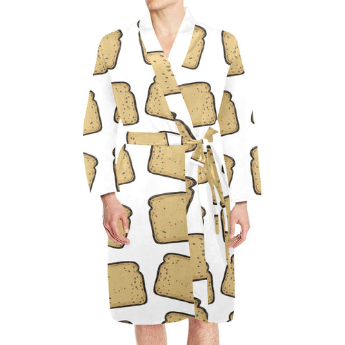 Bread Toast Pattern Print Design 03 Men's Long Sleeve Belted Night Robe