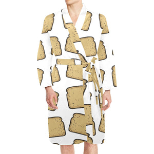 Bread Toast Pattern Print Design 03 Men's Long Sleeve Belted Night Robe