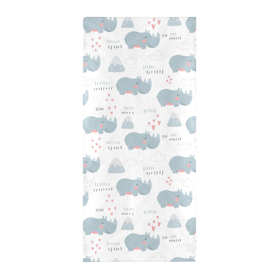 cute rhino heart pattern Beach Towel