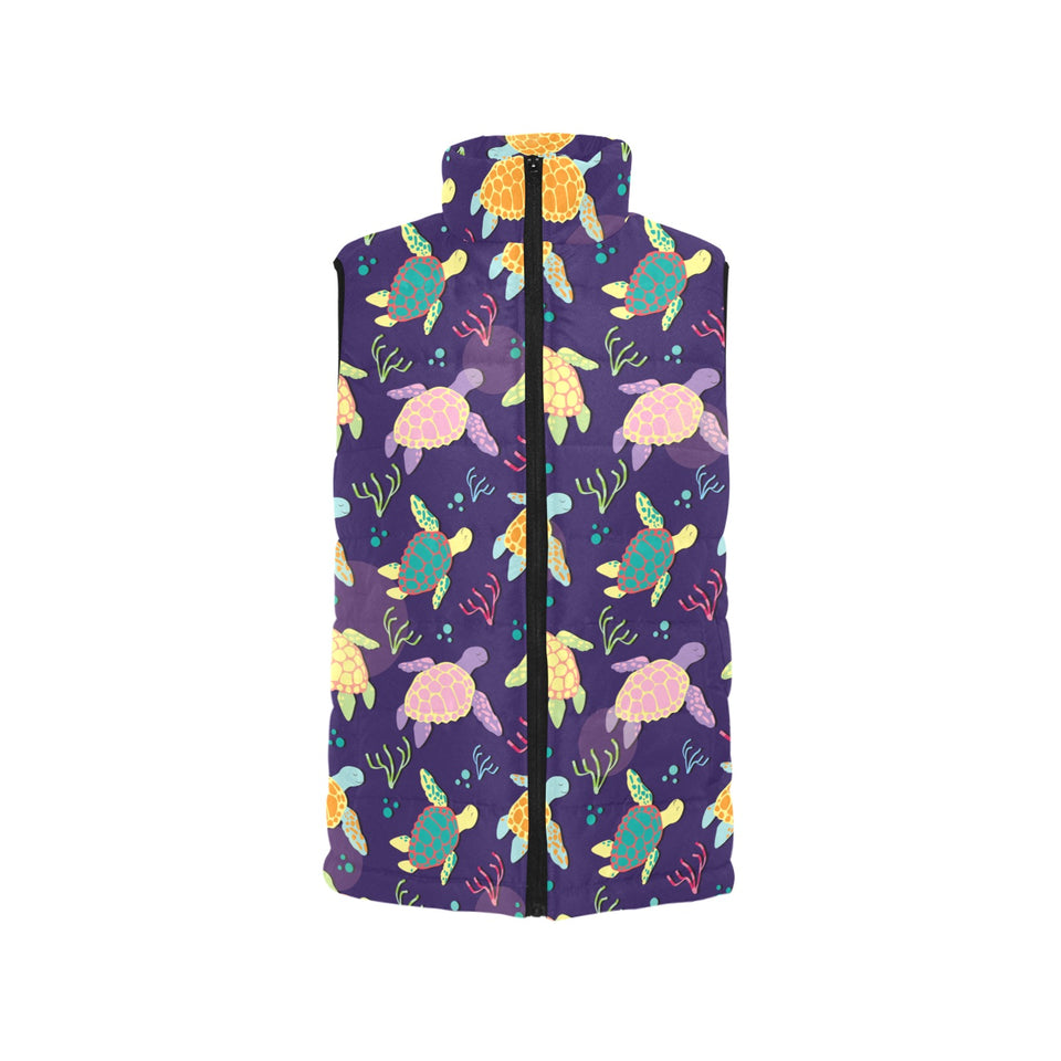 Colorful sea turtle pattern Women's Padded Vest