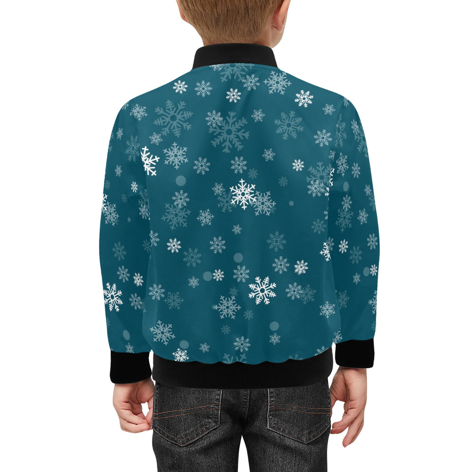 Snowflake pattern dark background Kids' Boys' Girls' Bomber Jacket