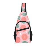 Grapefruit leaves flower pink background All Over Print Chest Bag