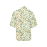 Hand drawn sea turtle fish pattern Women's All Over Print Hawaiian Shirt