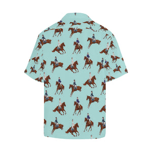 Horses running horses rider pattern Men's All Over Print Hawaiian Shirt