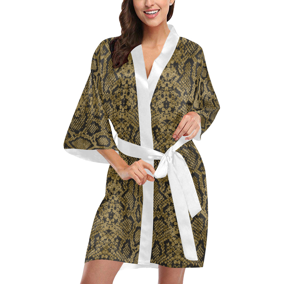 Snake skin pattern Women's Short Kimono Robe