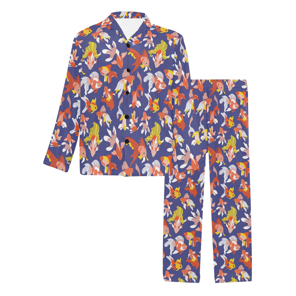 Goldfish Pattern Print Design 04 Men's Long Pajama Set