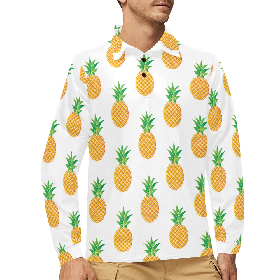 Pineapples pattern Men's Long Sleeve Polo Shirt