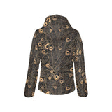 Gold peacock feather pattern Women's Padded Hooded Jacket