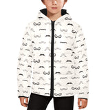 Mustache Beard Pattern Print Design 05 Kids' Boys' Girls' Padded Hooded Jacket