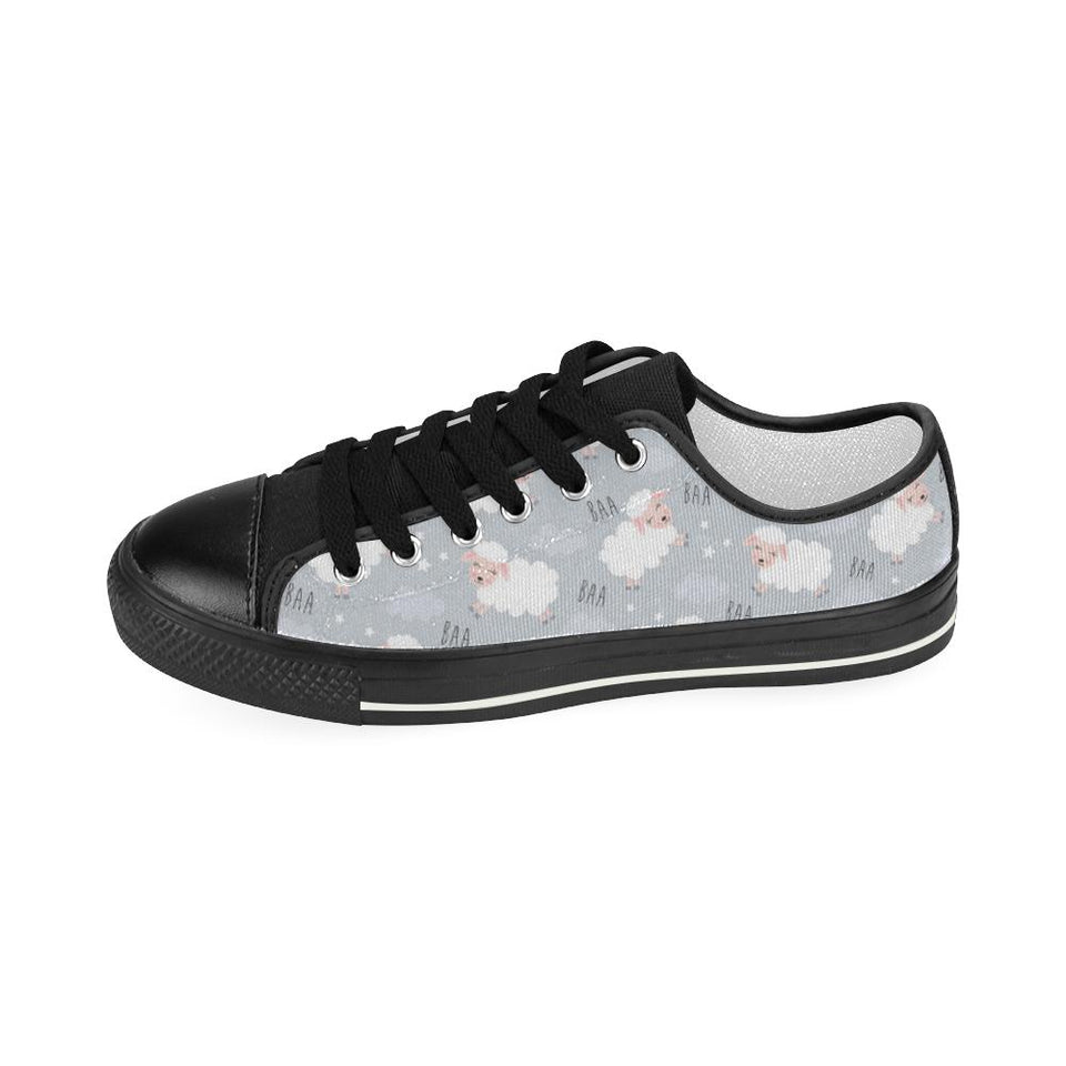 Sweet dreams sheep pattern Kids' Boys' Girls' Low Top Canvas Shoes Black