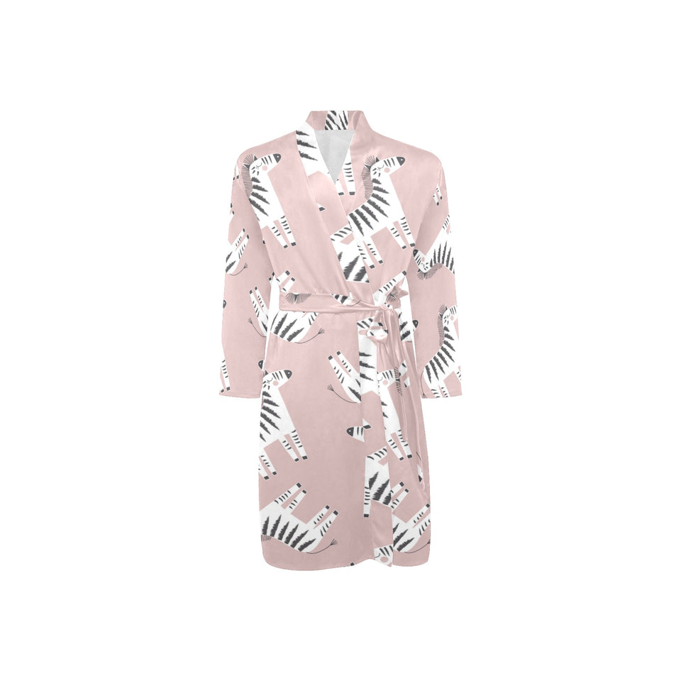 Cute zebra pattern Men's Long Sleeve Belted Night Robe
