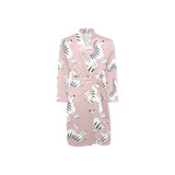 Cute zebra pattern Men's Long Sleeve Belted Night Robe