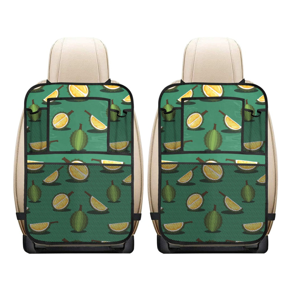 Durian pattern green background Car Seat Back Organizer