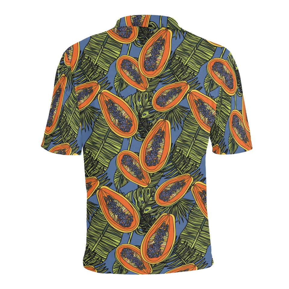Colorful papaya tropical leaves Men's All Over Print Polo Shirt