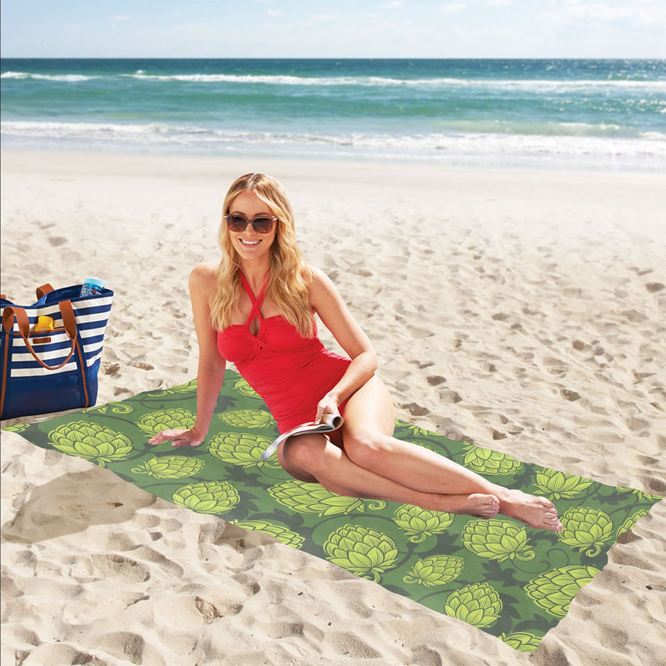 Hop pattern Hop cone background Beach Towel