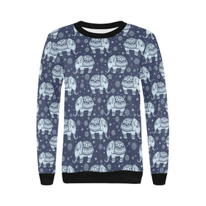 Elephant tribal design pattern Women's Crew Neck Sweatshirt