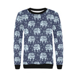 Elephant tribal design pattern Women's Crew Neck Sweatshirt