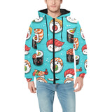 Cute sushi pattern Men's Padded Hooded Jacket