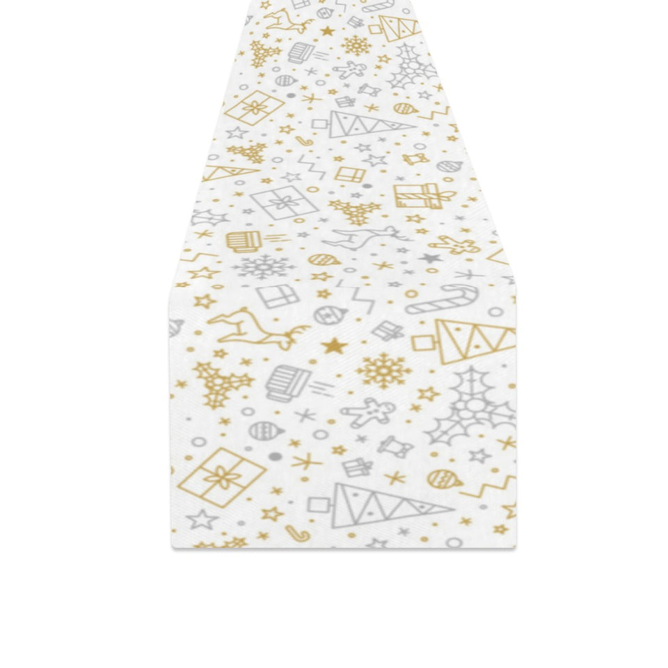Christmas tree Christmas element Silver gold patte Table Runner