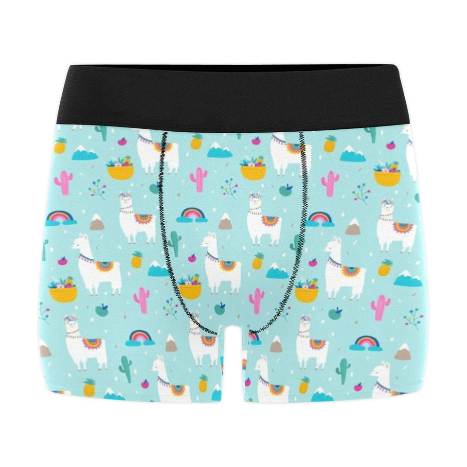 Llama alpaca cactus leaves pattern Men's All Over Print Boxer Briefs Men's Underwear