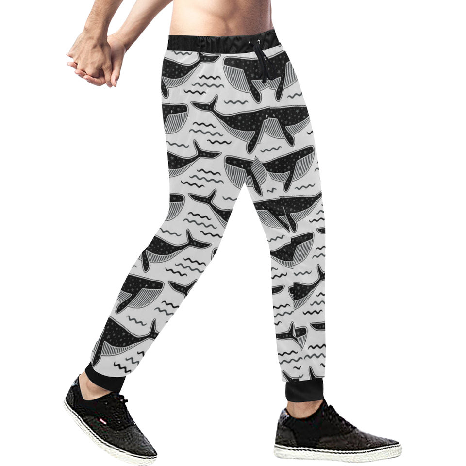Black whale pattern Unisex Casual Sweatpants