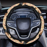 Dachshund floral background Car Steering Wheel Cover