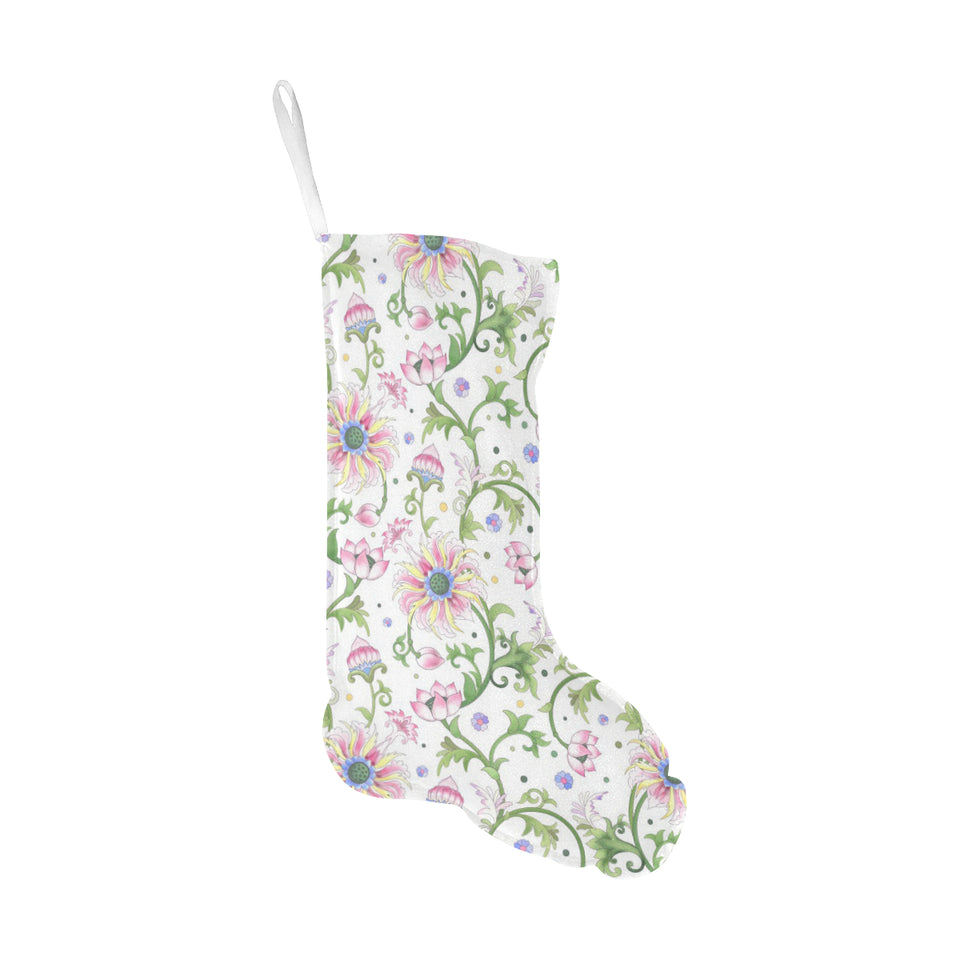 Beautiful pink lotus waterlily leaves pattern Christmas Stocking