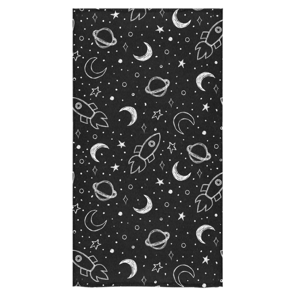 Hand drawn space rocket star planet Bath Towel