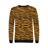 Bengal tigers skin print pattern background Women's Crew Neck Sweatshirt