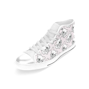 Cute french bulldog pattern Women's High Top Canvas Shoes White
