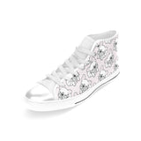 Cute french bulldog pattern Women's High Top Canvas Shoes White