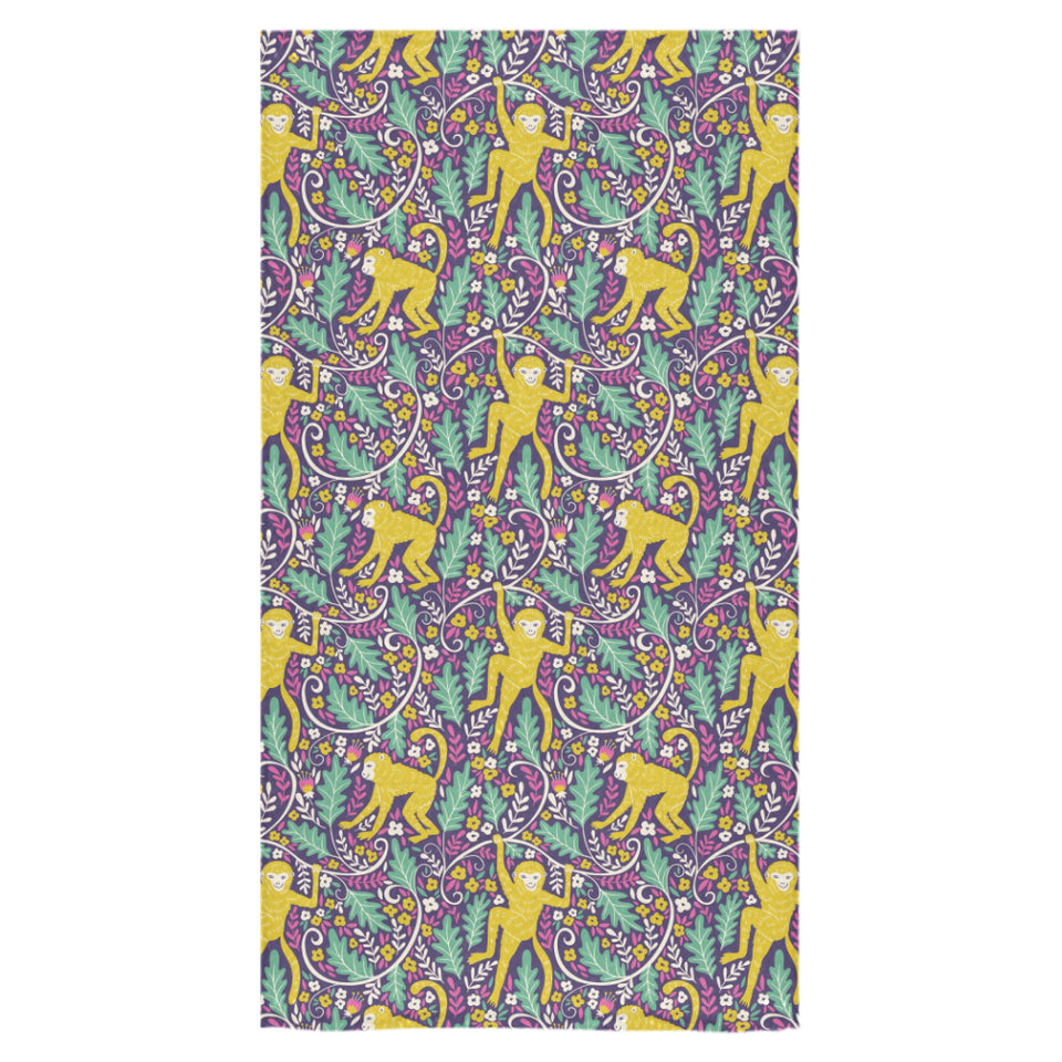 Cute yellow monkey leaves pattern Bath Towel