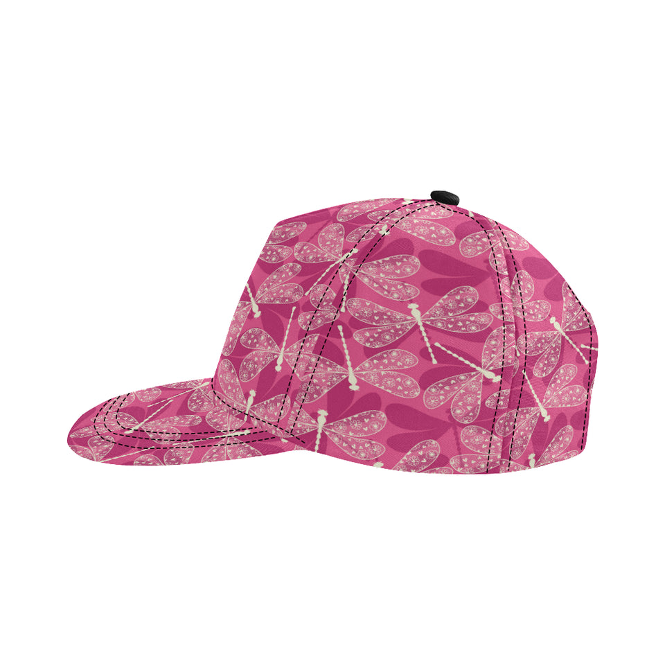 Beautiful dragonfly pink background All Over Print Snapback Cap