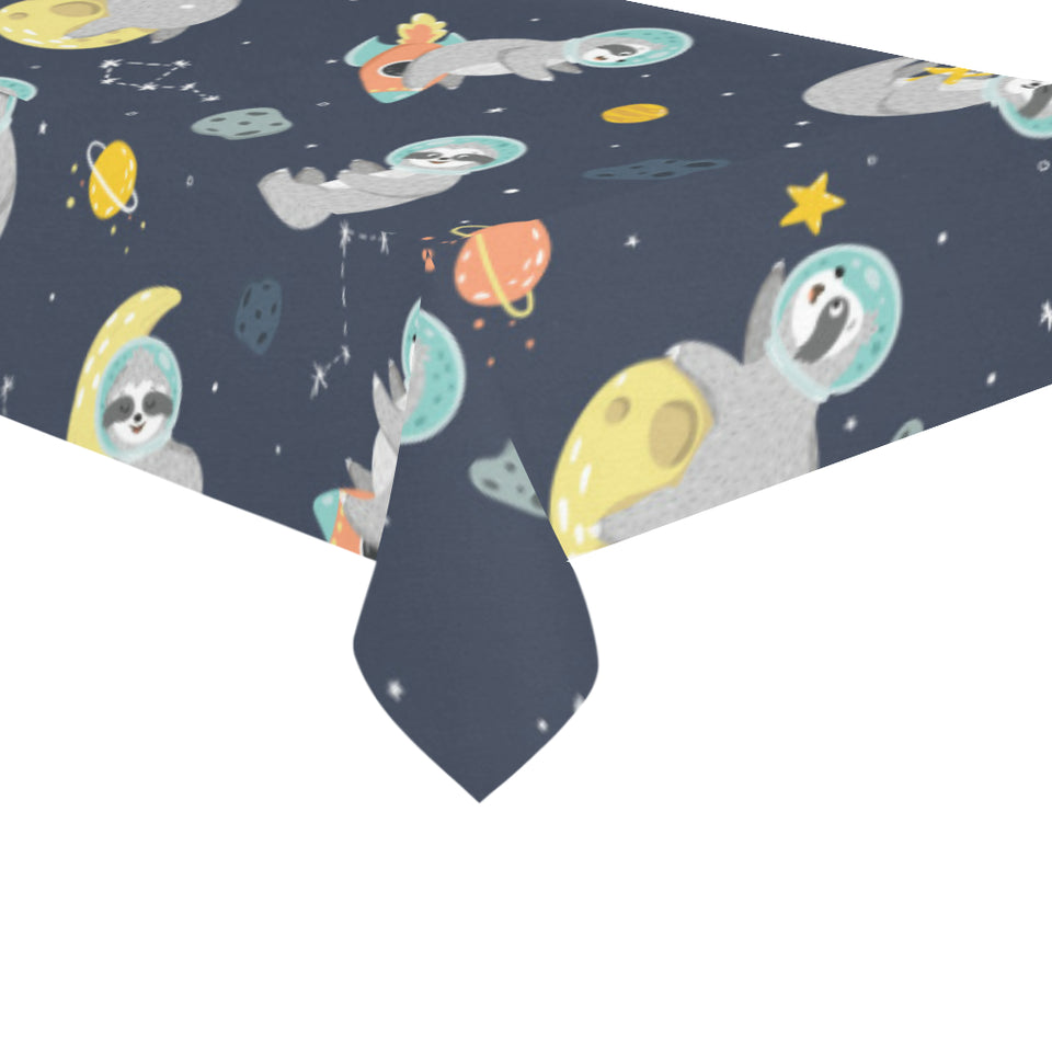 Cute sloth astronaut star planet rocket pattern Tablecloth