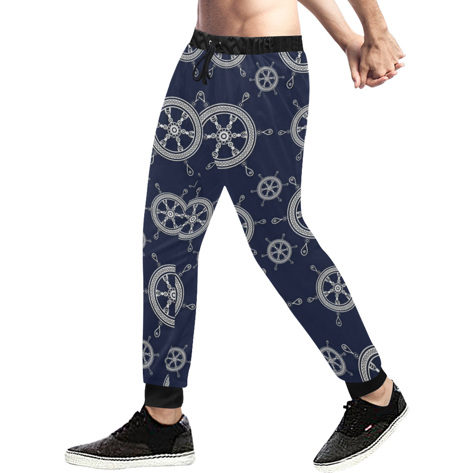 nautical steering wheel design pattern Unisex Casual Sweatpants