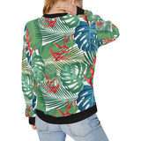 heliconia palm and monstera  leaves pattern Women's Crew Neck Sweatshirt