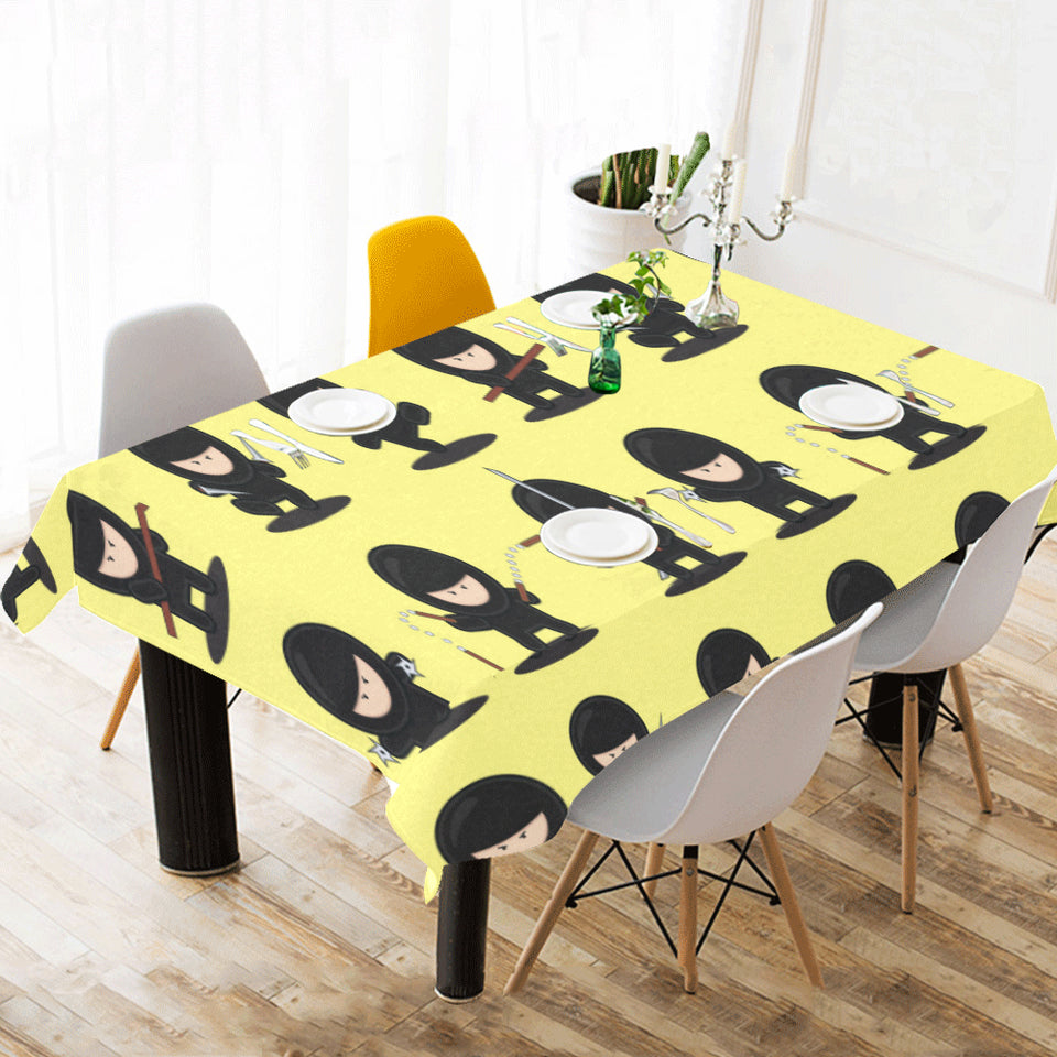 Cute ninja yellow background Tablecloth