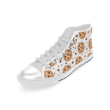 chocolate chip cookie pattern Men's High Top Canvas Shoes White